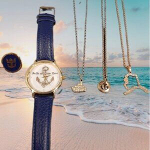 4Pc Lot Of Travel Accessories Jewelry Necklace Watch Cruise Nautical Alaska